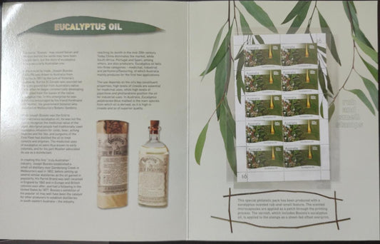 Australia unusual stamp with smell of eucalyptus oil-rub and smell Full Sheet.