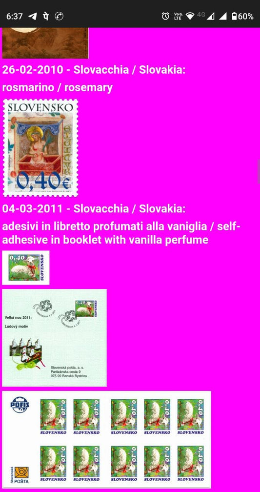 Slovakia single stamp with Rosemary perfume.