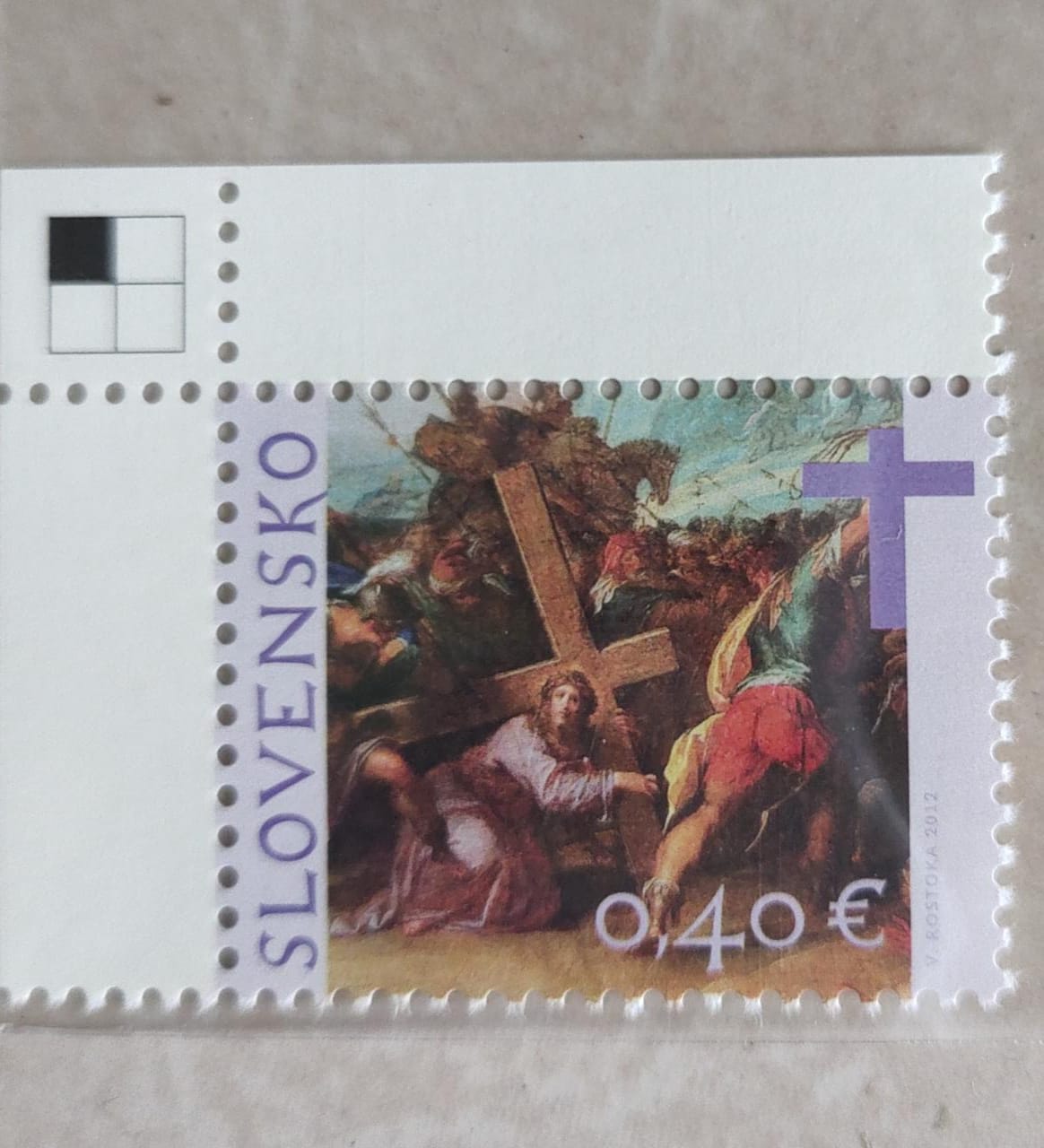 Slovakia 2012 stamp with scent of Violet Christmas theme.