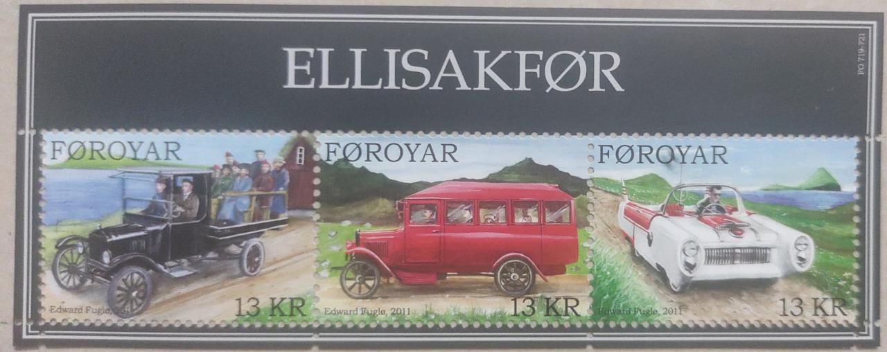 Foroyar island 2011 beautiful ms on Vintage cars. High FV.