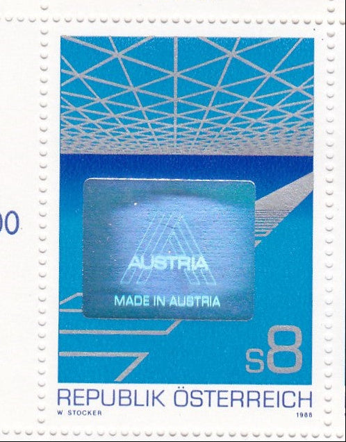 Austria-World's first holographic stamp issued on 18-10-1988.