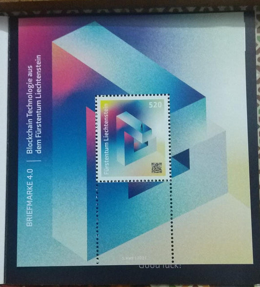 Liechtenstein Unusual crypto currency stamp-Castle