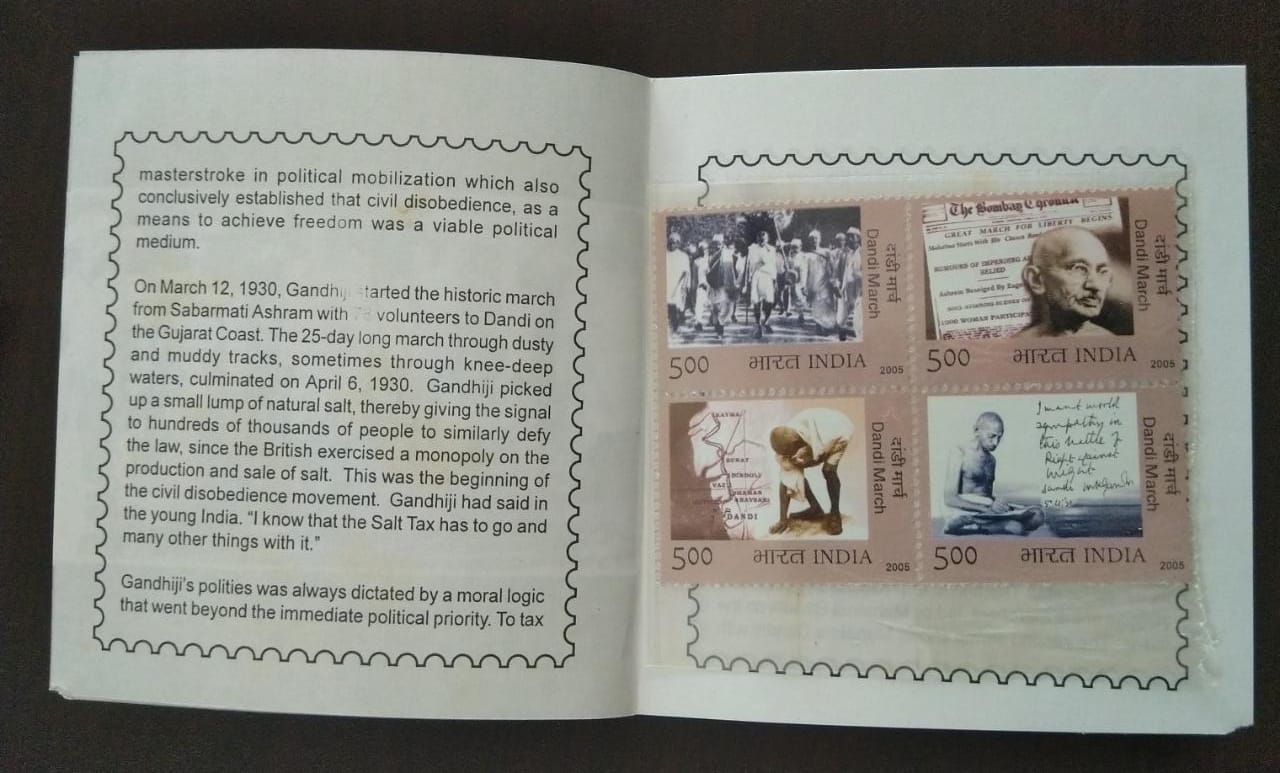 Dandi Yatra booklet with stamps on Dandi Yatra..