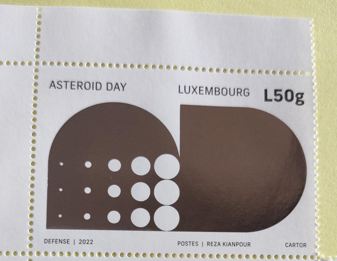 Luxembourg single stamp with beautiful hologram. 2022 asteroid day.