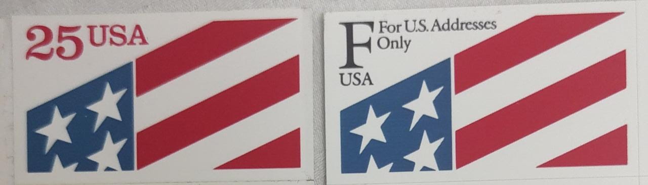 USA Issued in 1990 and 1991 respectively. Pair of USA plastic stamps with adhesive Film.