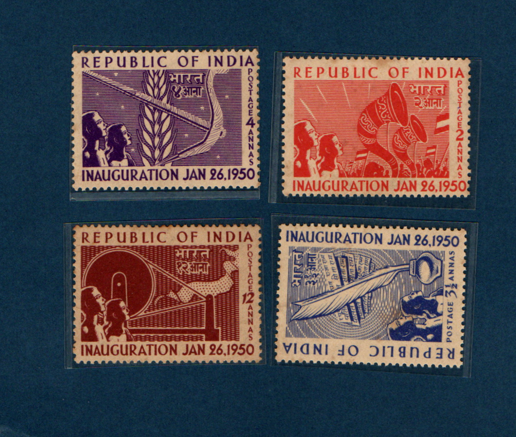 India Republic first stamps issued on 26 January 1950 mint set of four