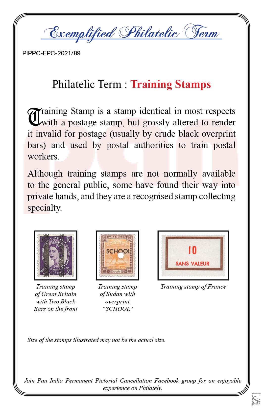 Basic Basic Training Stamp 89. Today's exemplified philatelic term-Training Stamps – Bharat Exotics