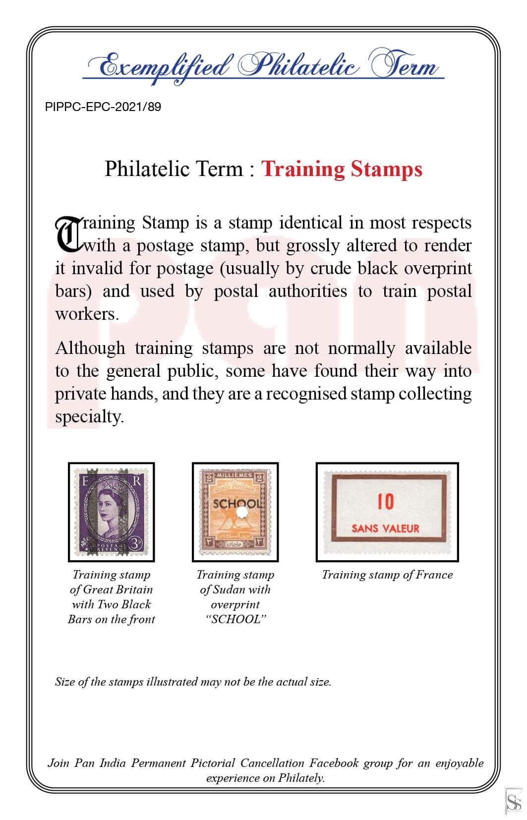 89. Today's exemplified philatelic term-Training Stamps