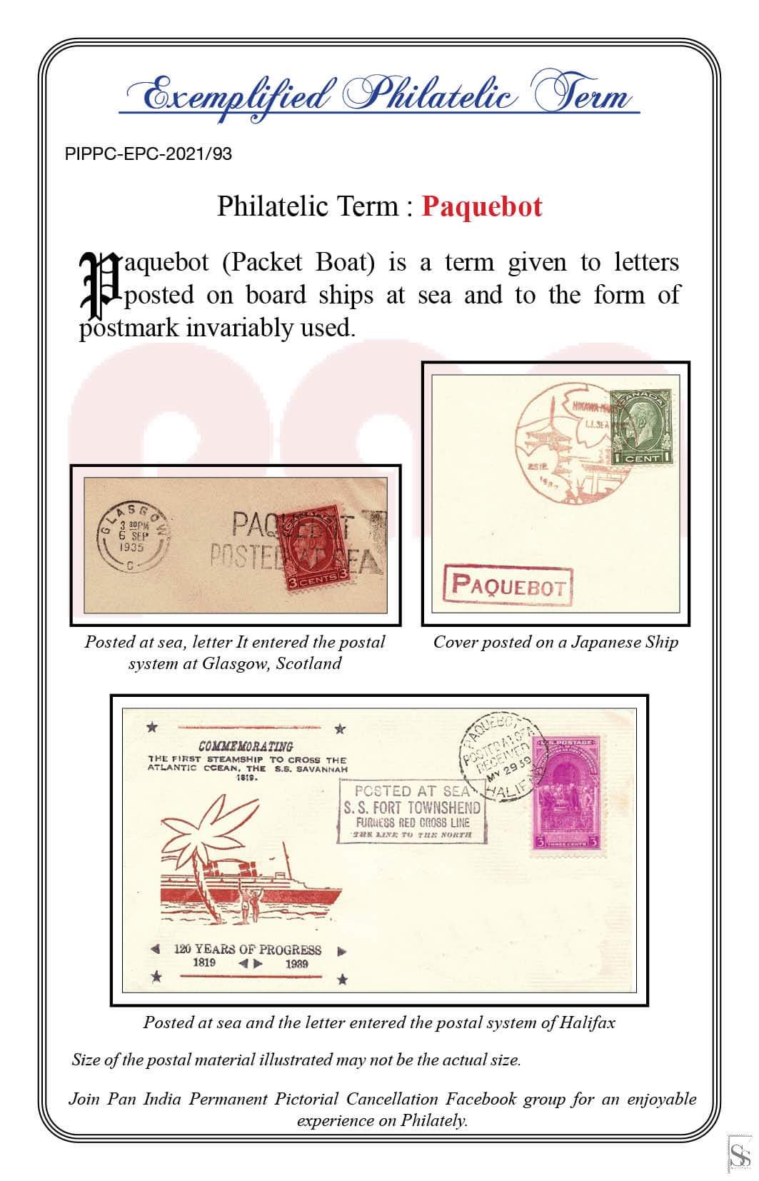 93. Today's exemplified philatelic term-Paquebot