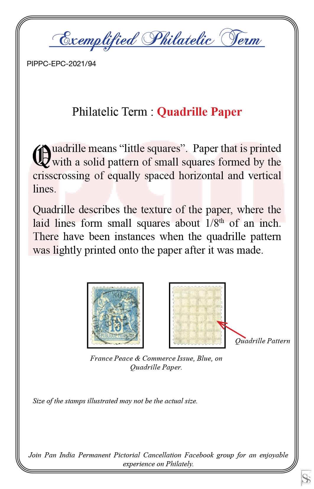 94. Today's exemplified philatelic term-Quadrille Paper