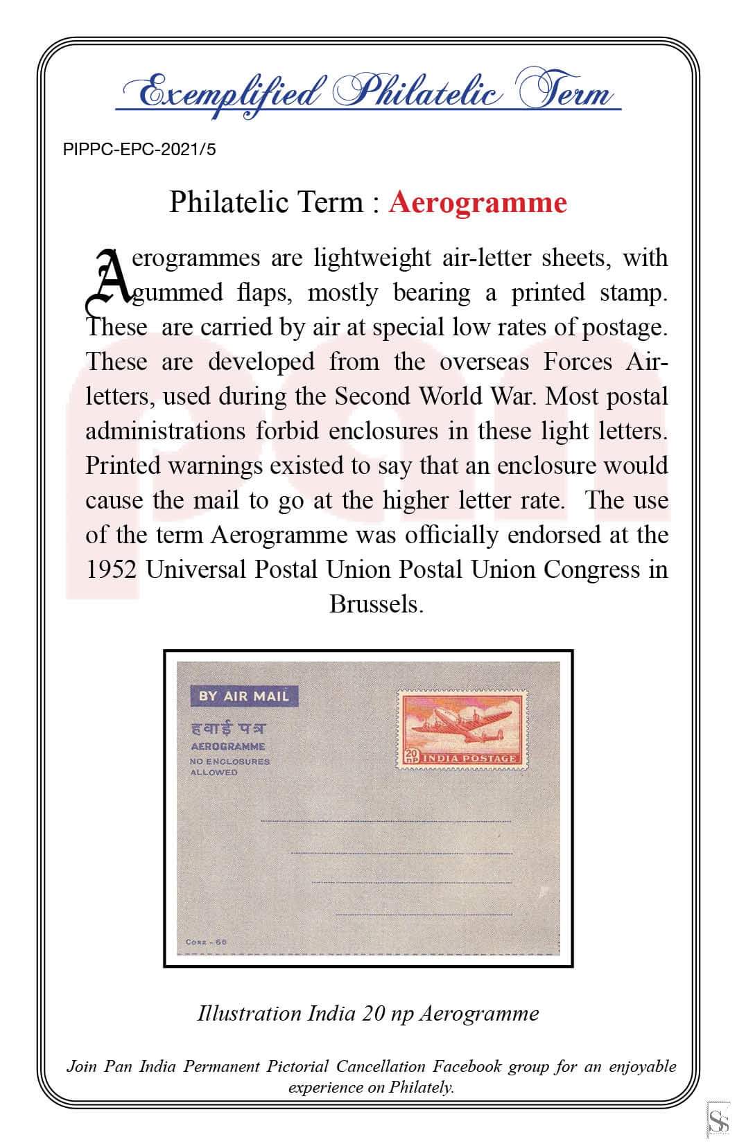 05. Today's exemplified philatelic term- Aerogramme