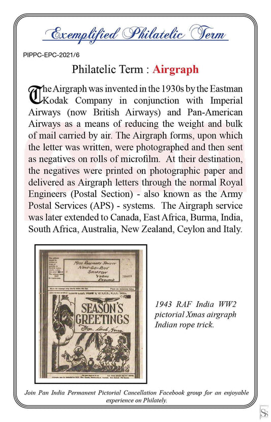 06. Today's Exemplified Philatelic Term-Airgraph