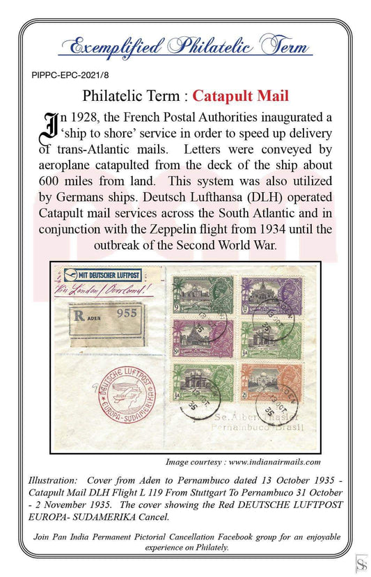 08. Today's Exemplified Philatelic term- Catapult Mail