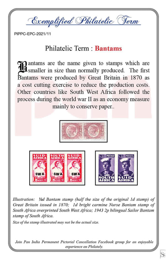 11. Today's exemplified philatelic term-Bantams