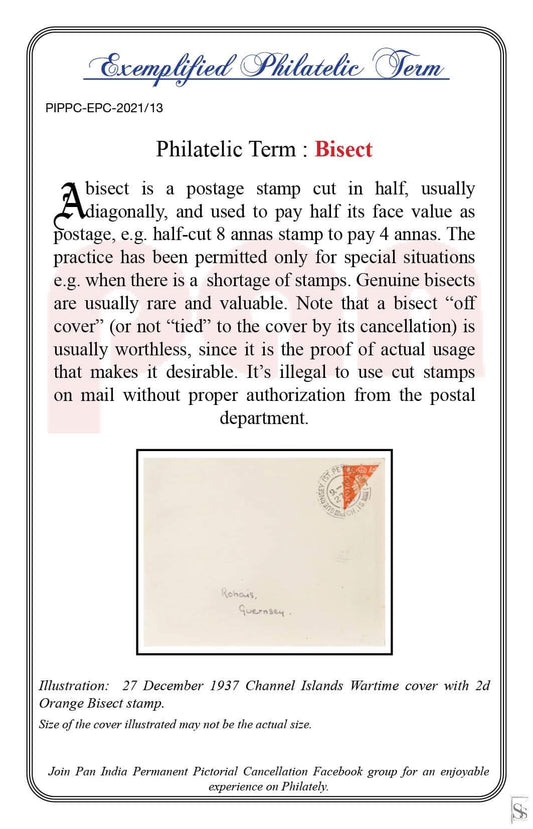 13. Today's exemplified philatelic term-Bisect