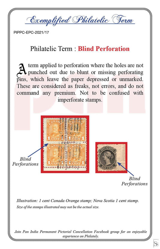 17. Today's Exemplified Philatelic term-Blind Perforation