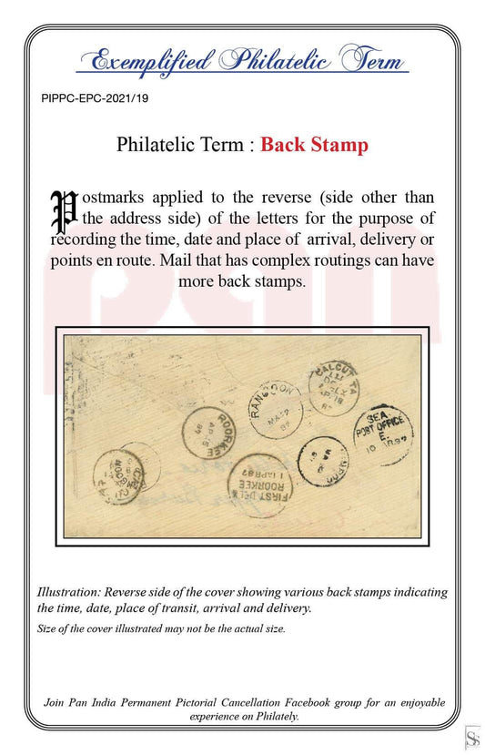 19. Today's exemplified philatelic term-Back stamp