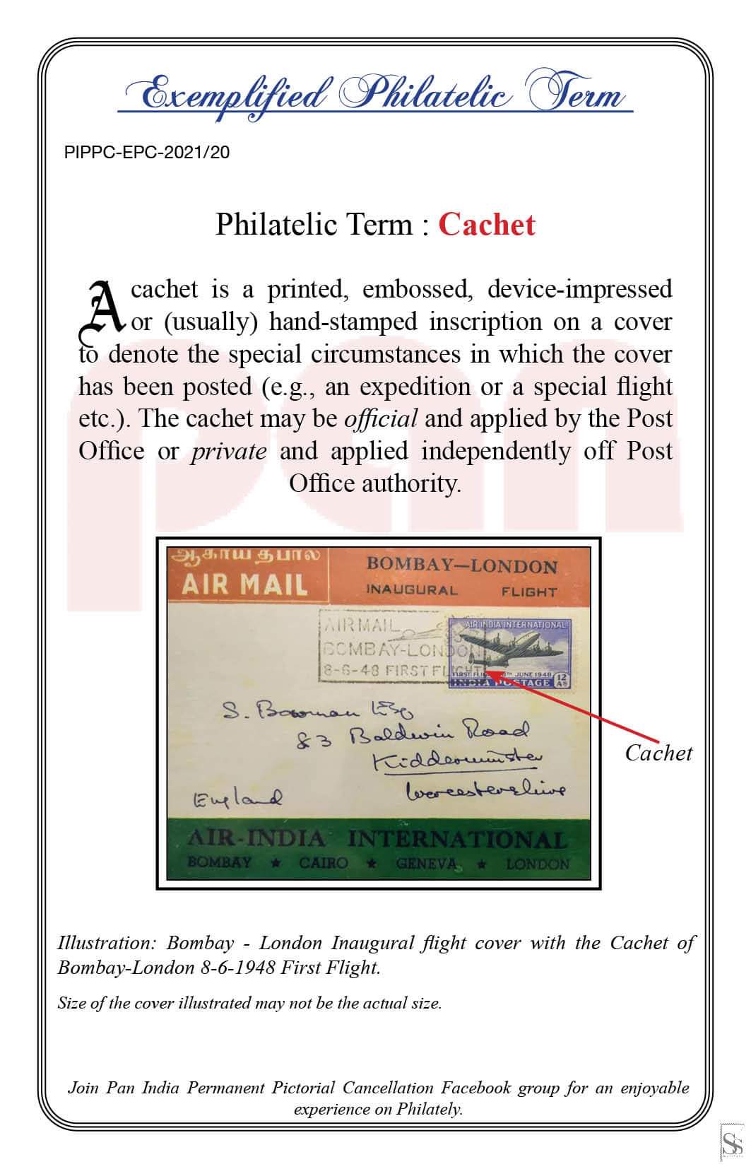 20. Today's exemplified philatelic term-Cachet