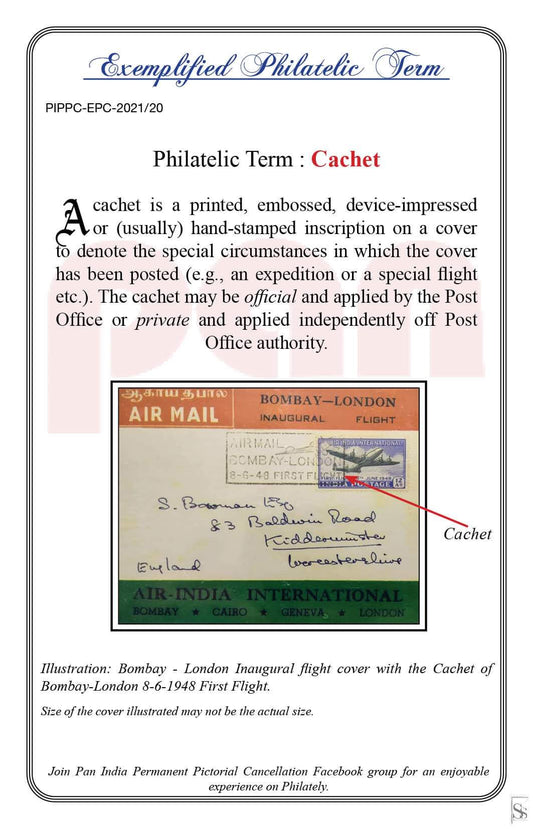 20. Today's exemplified philatelic term-Cachet
