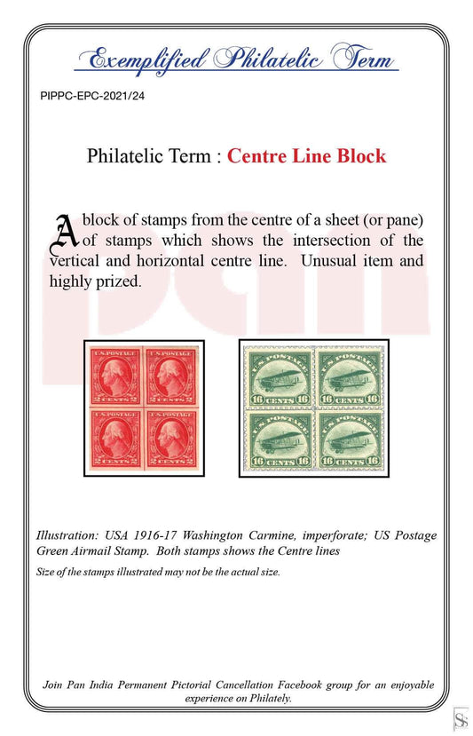24. Today's Exemplified Philatelic term- Centre Line Block
