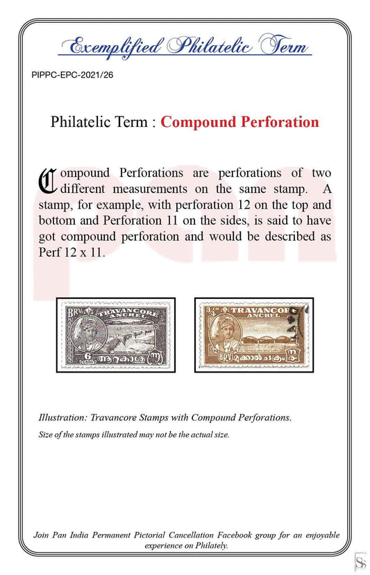 26. Today's Exemplified Philatelic term- Compound Perforation