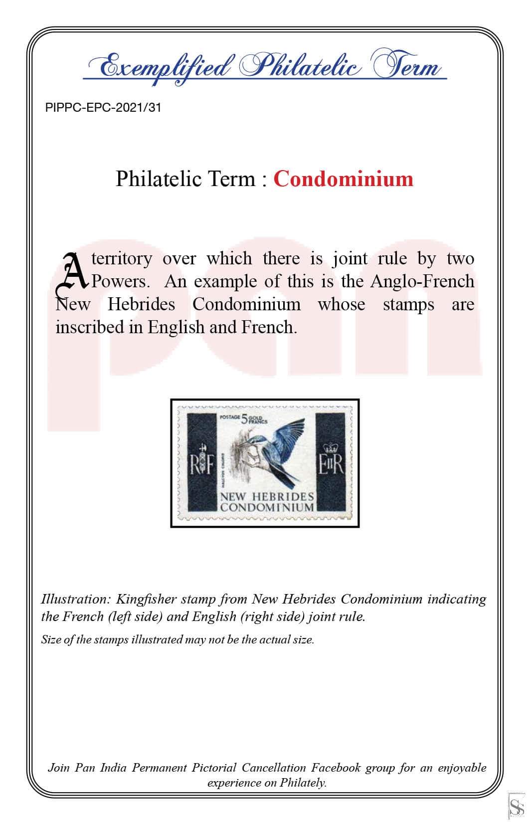 31. Today's Exemplified Philatelic term-Condominium