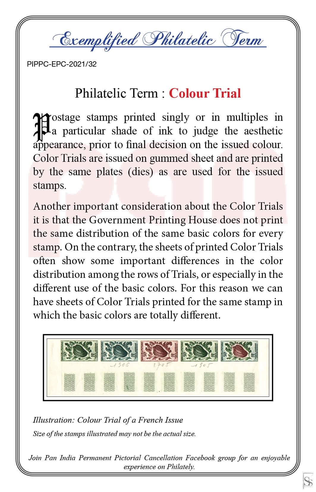 32. Today's Exemplified Philatelic term- Color Trial