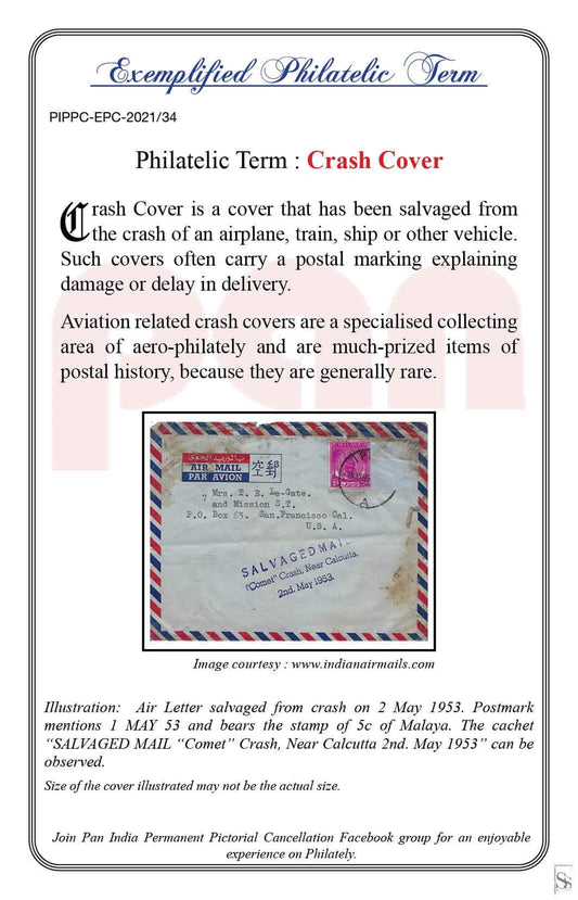 34. Today's Exemplified Philatelic term-Crash Cover