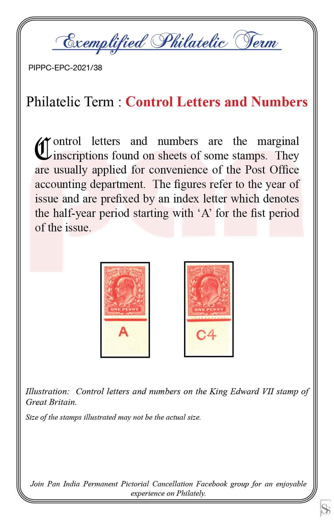 38. Today's Exemplified Philatelic term- Control Letters and Numbers
