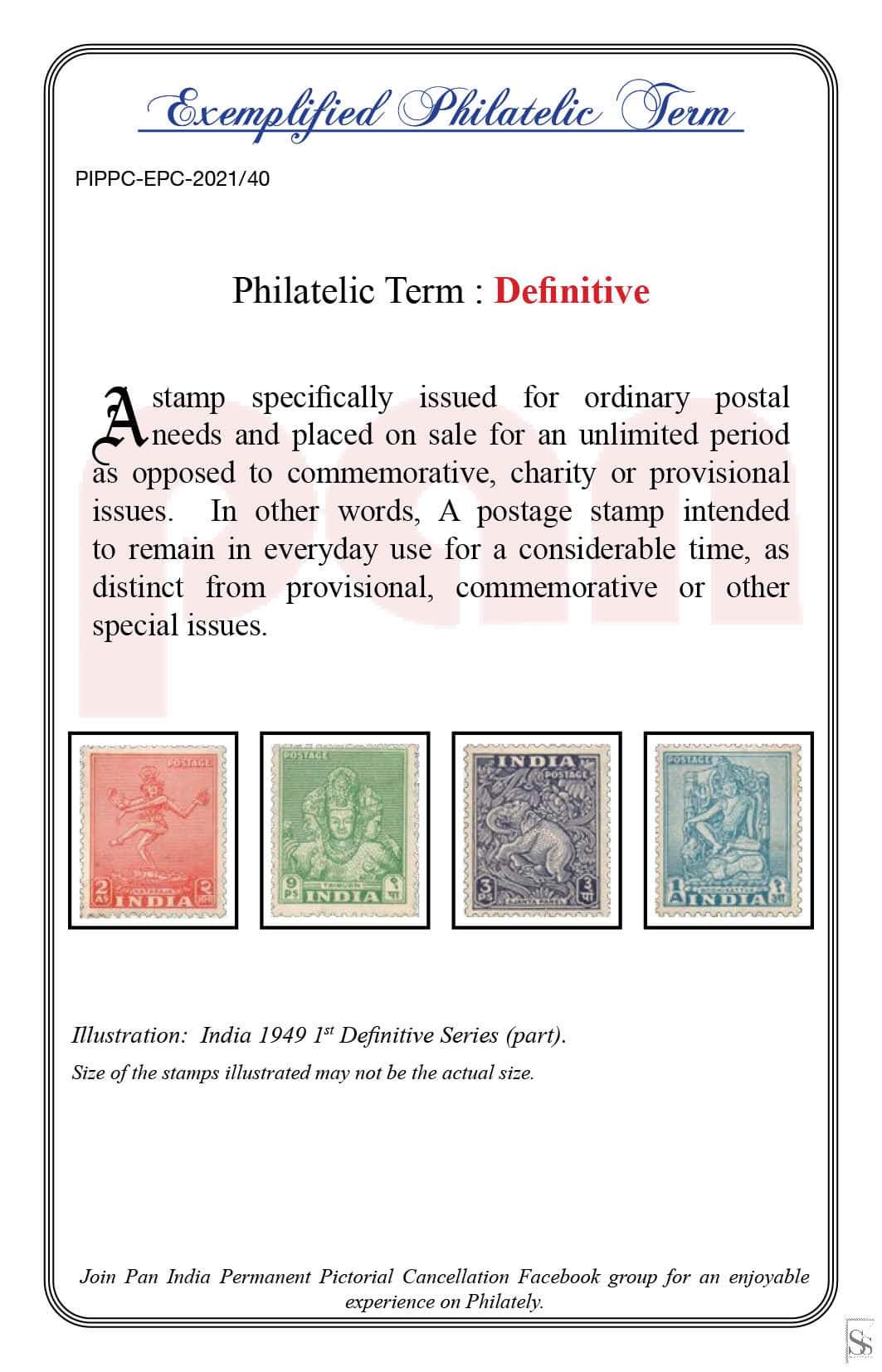 40. Today's Exemplified Philatelic term-Definitive