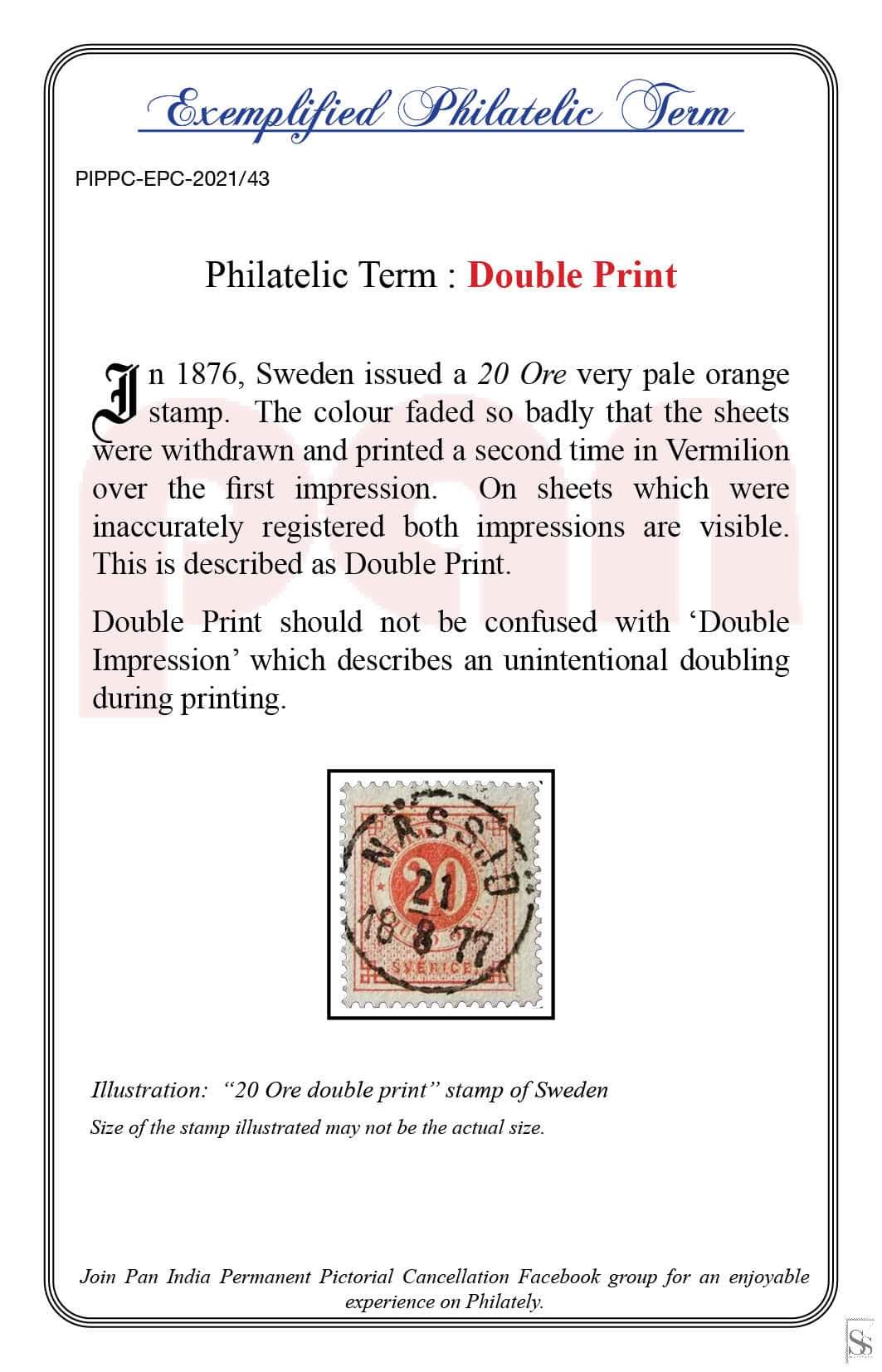 43. Today's Exemplified Philatelic term- Double Print