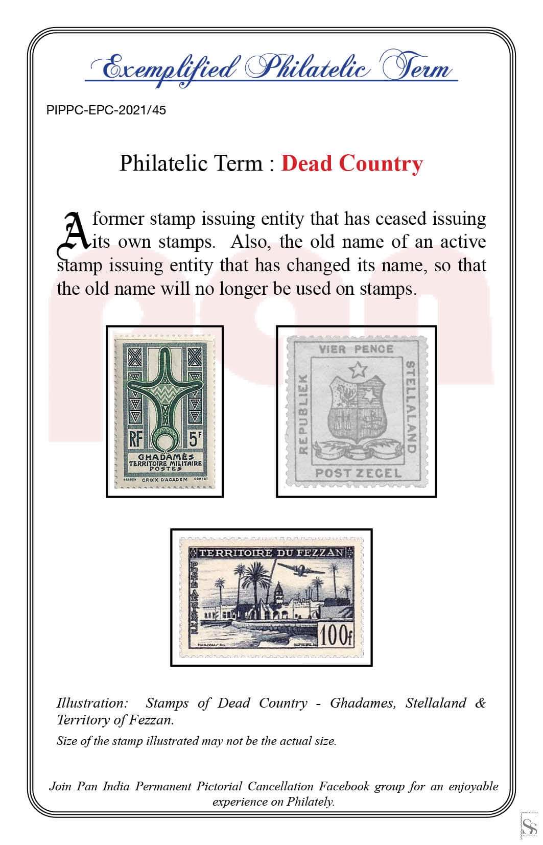 45. Today's Exemplified Philatelic term-Dead Country
