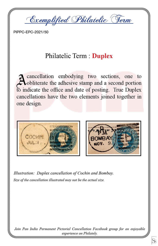 50. Today's Exemplified Philatelic term- Duplex