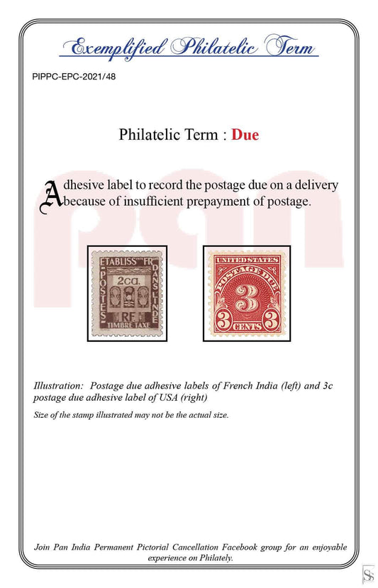 48. Today's Exemplified Philatelic Term-Due