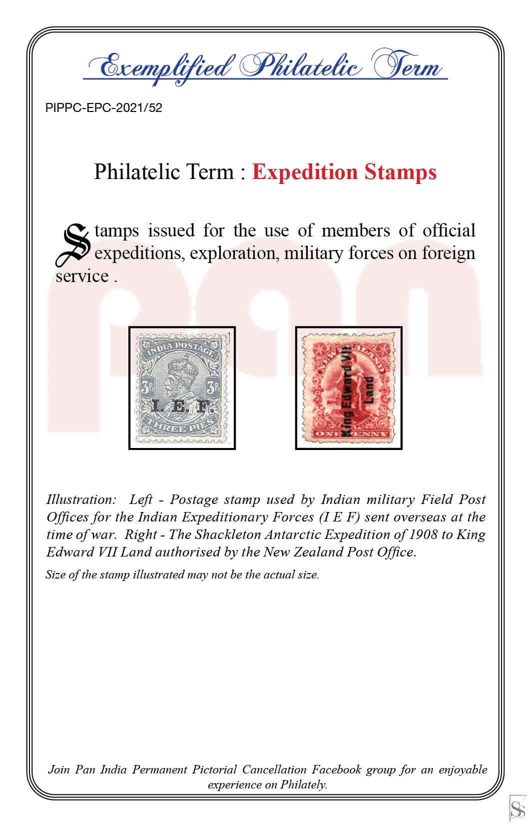 52. Today's Exemplified Philatelic term-Expedition Stamps