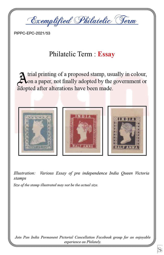 53. Today's Exemplified Philatelic term- Essay