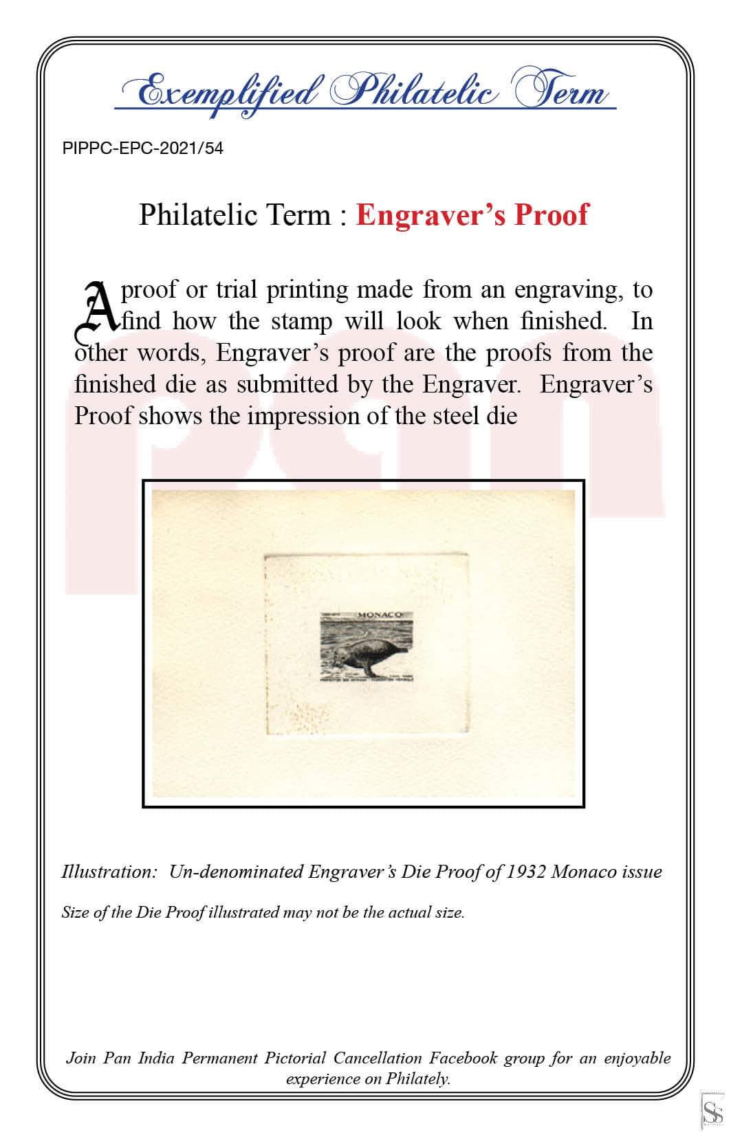 54. Today's Exemplified Philatelic term- Engraver's Proof