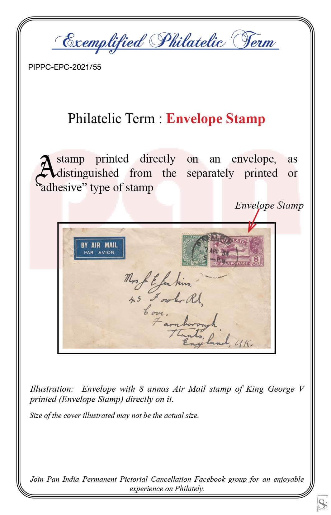 55. Today's Exemplified Philatelic term-Envelope Stamp