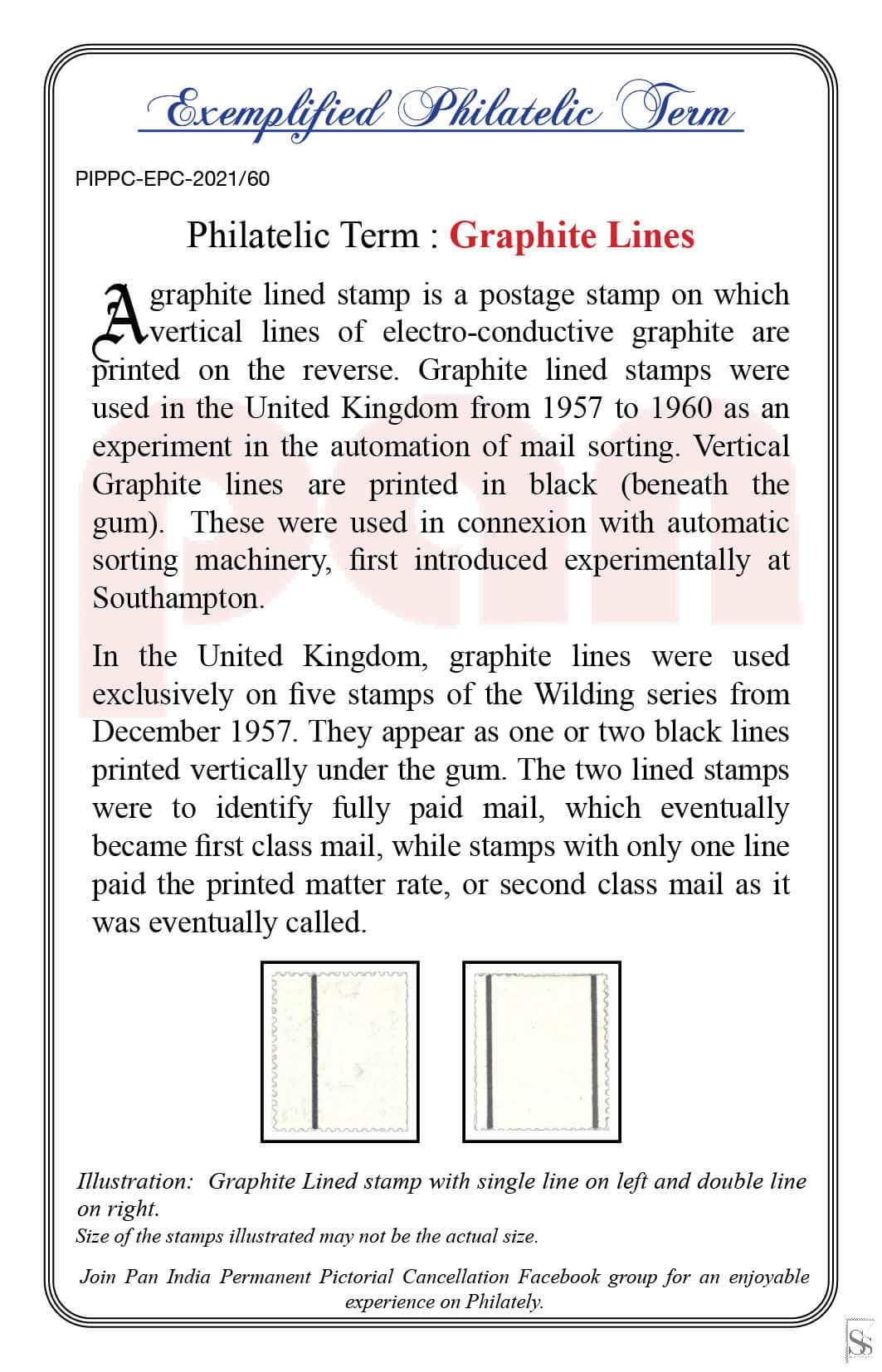 60. Today's Exemplified Philatelic term- Graphite Lines