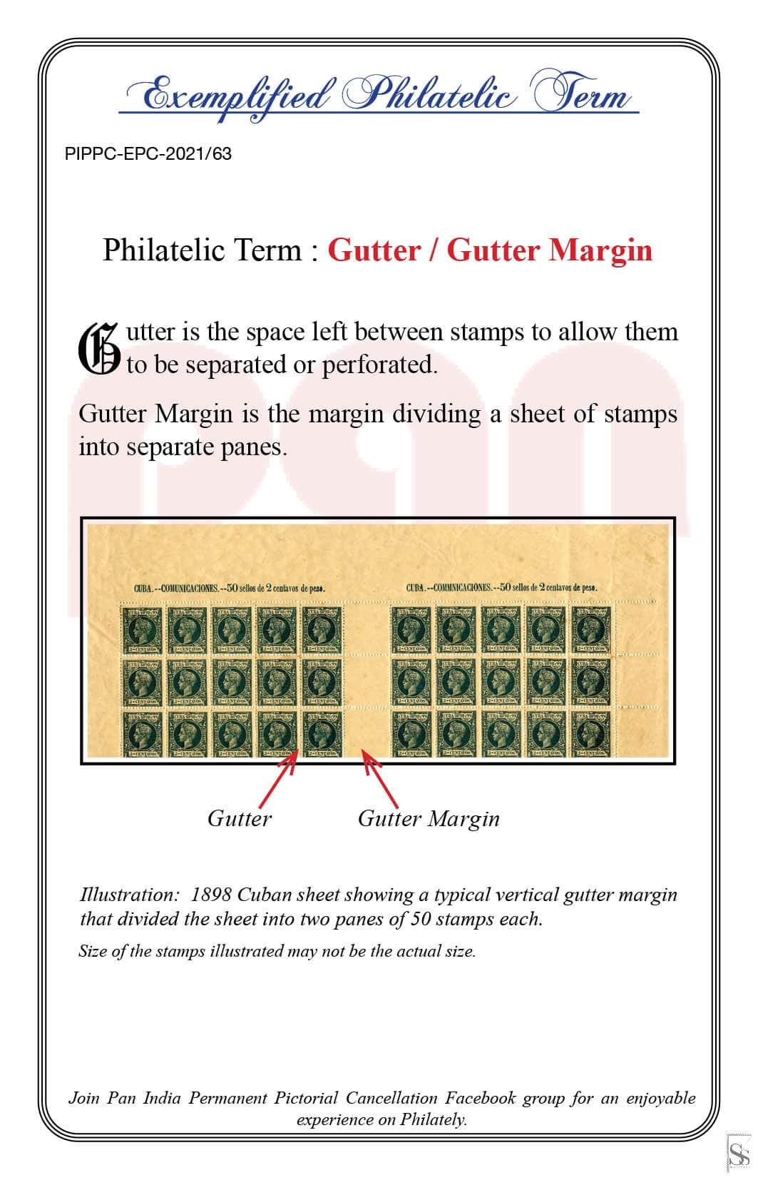 63. Today's Exemplified Philatelic term- Gutter/ Gutter Margin