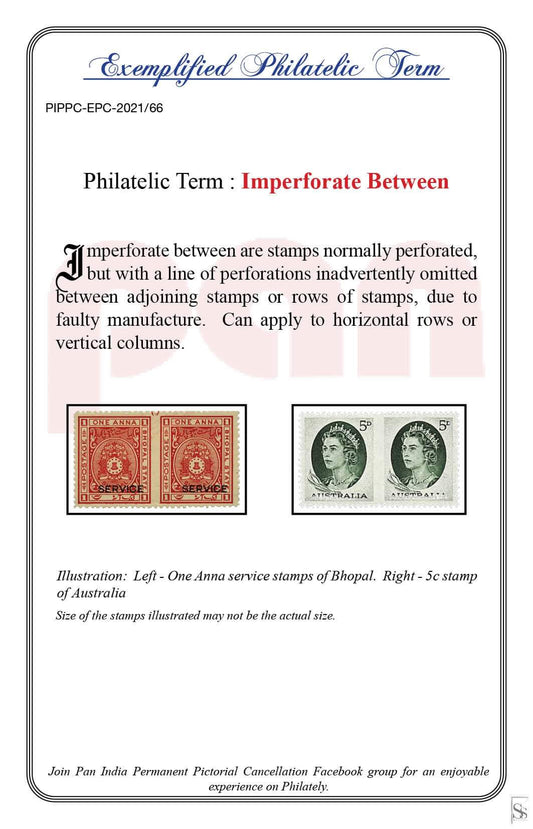 66. Today's Exemplified Philatelic term-Imperforate Between