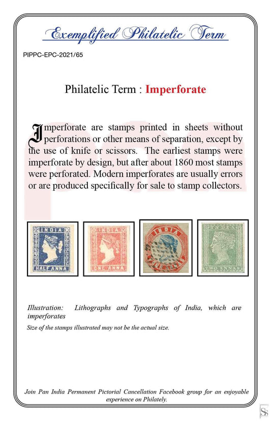 65. Today's Exemplified Philatelic term-Imperforate