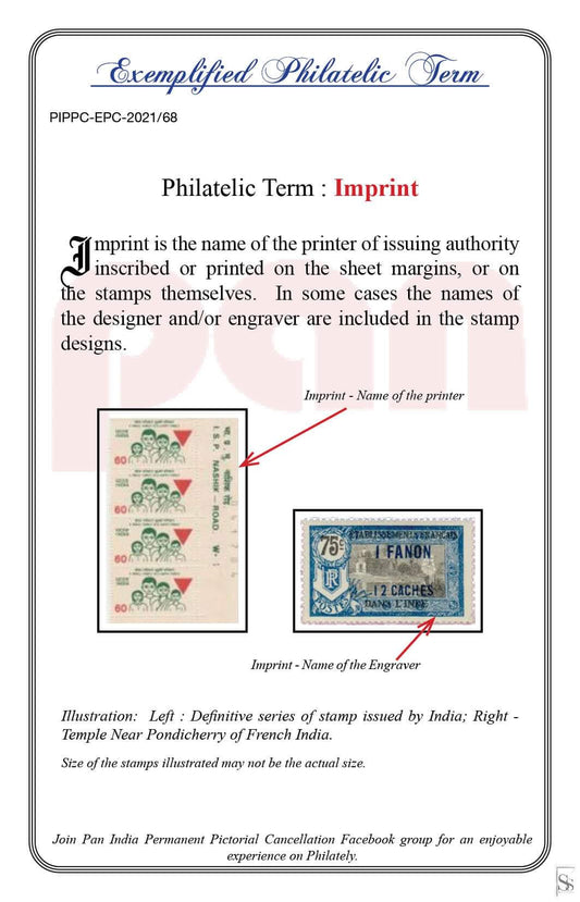 68. Today's Exemplified Philatelic term-Imprint