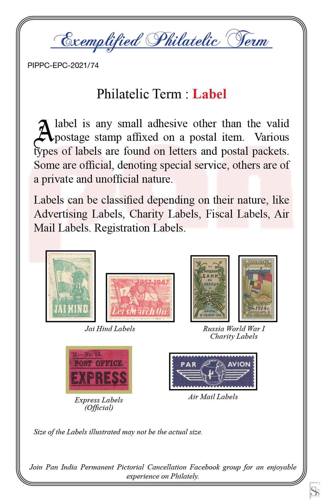 74. Today's Exemplified Philatelic term-Label