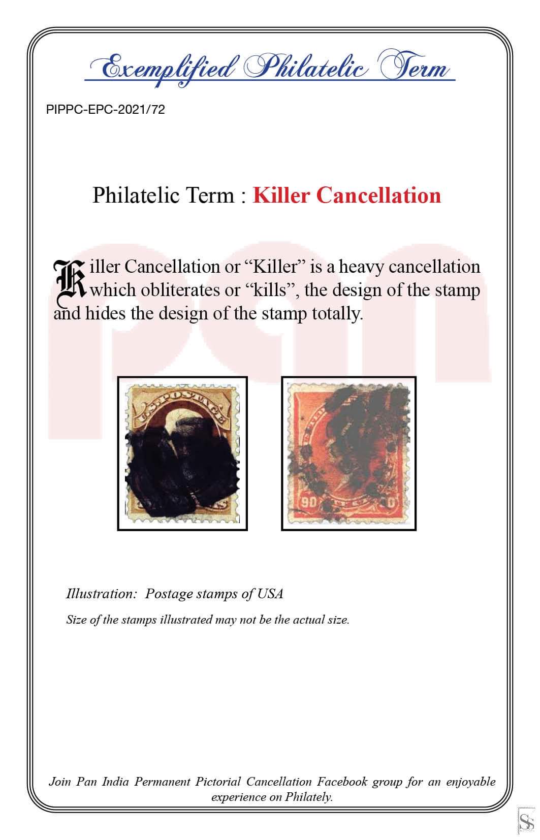 72. Today's Exemplified Philatelic term-Killer Cancellation
