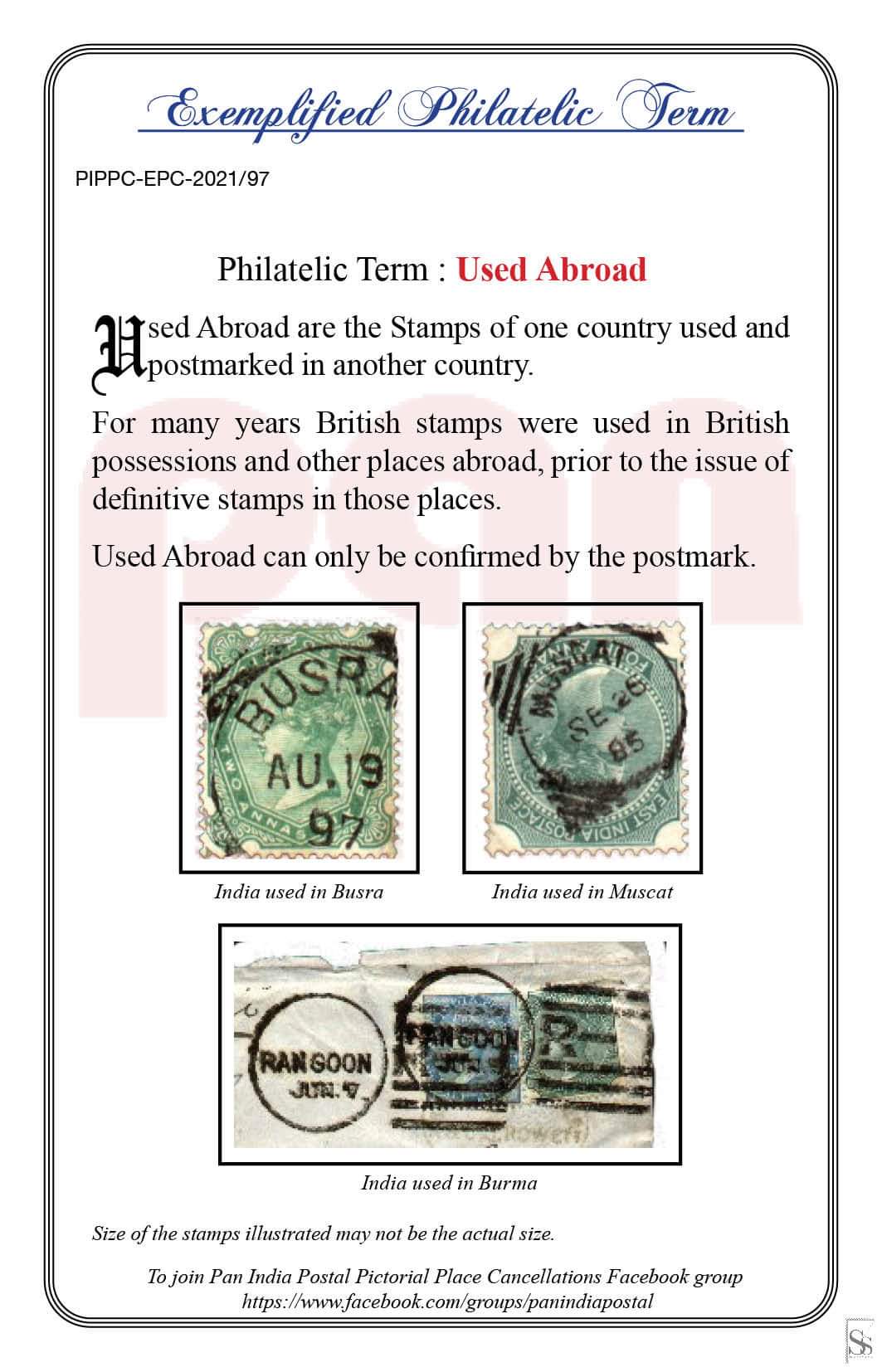 97. Today's Exemplified Philatelic term-Used Abroad