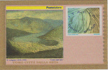 Italy 2001 pure silk postal envelope featuring Como Città Seta artwork and printed franking