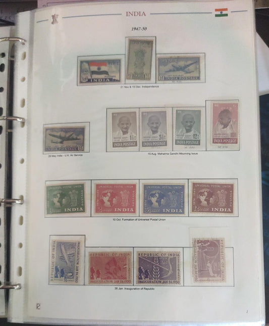 Two-volume collection of post-independence India commemorative stamps from 1947 to 2024