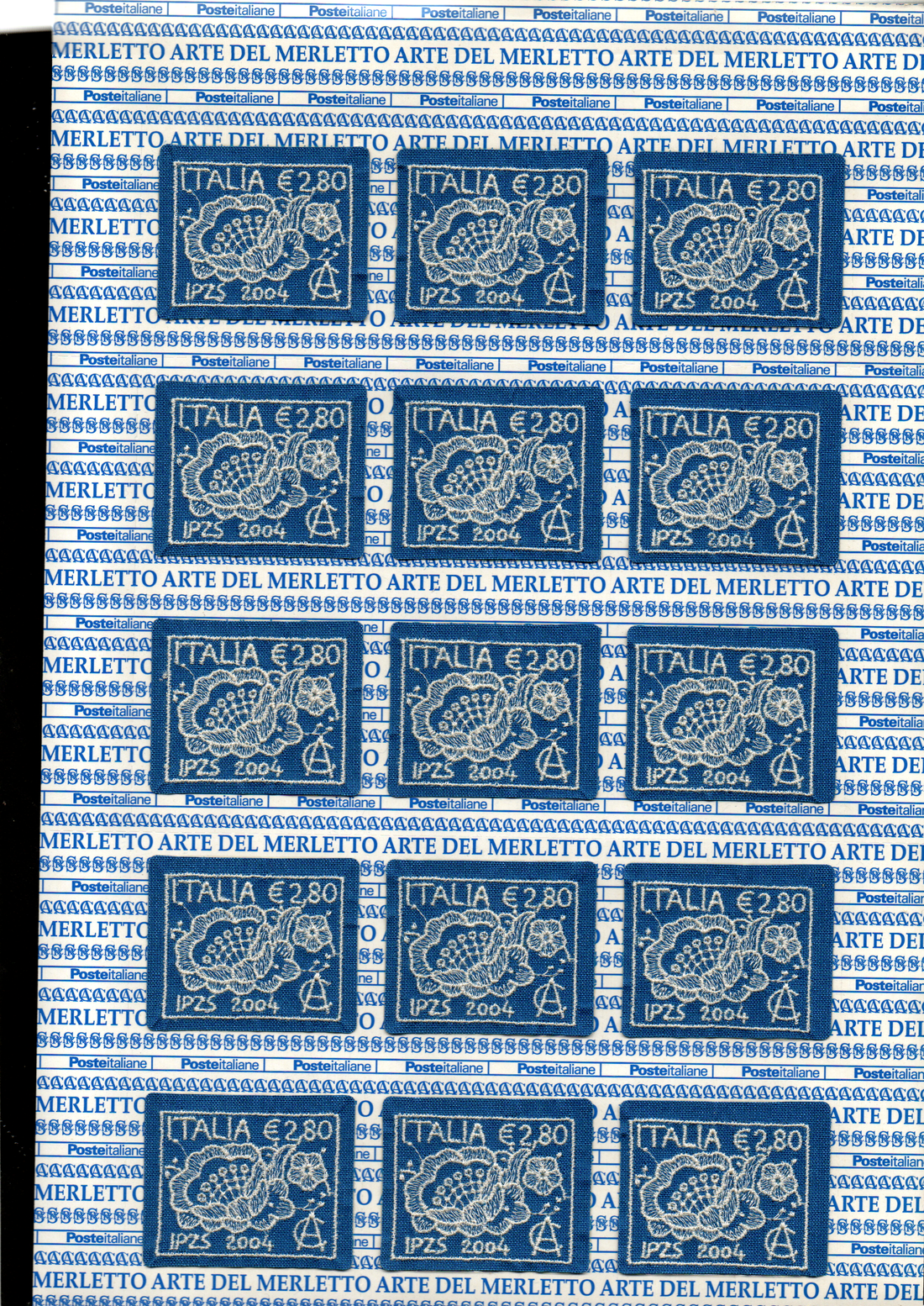 Italy 2004 Art of Lacemaking embroidered stamp full unfolded sheet of 15
