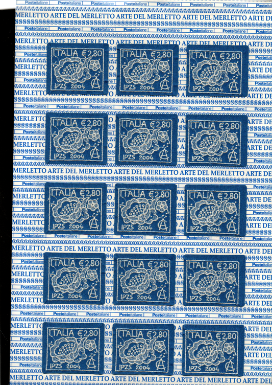 Italy 2004 Art of Lacemaking embroidered stamp full unfolded sheet of 15